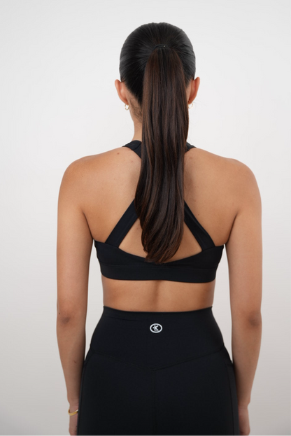 I Am Glowing Black Quick Dry Butter Bra - Fitness, Yoga