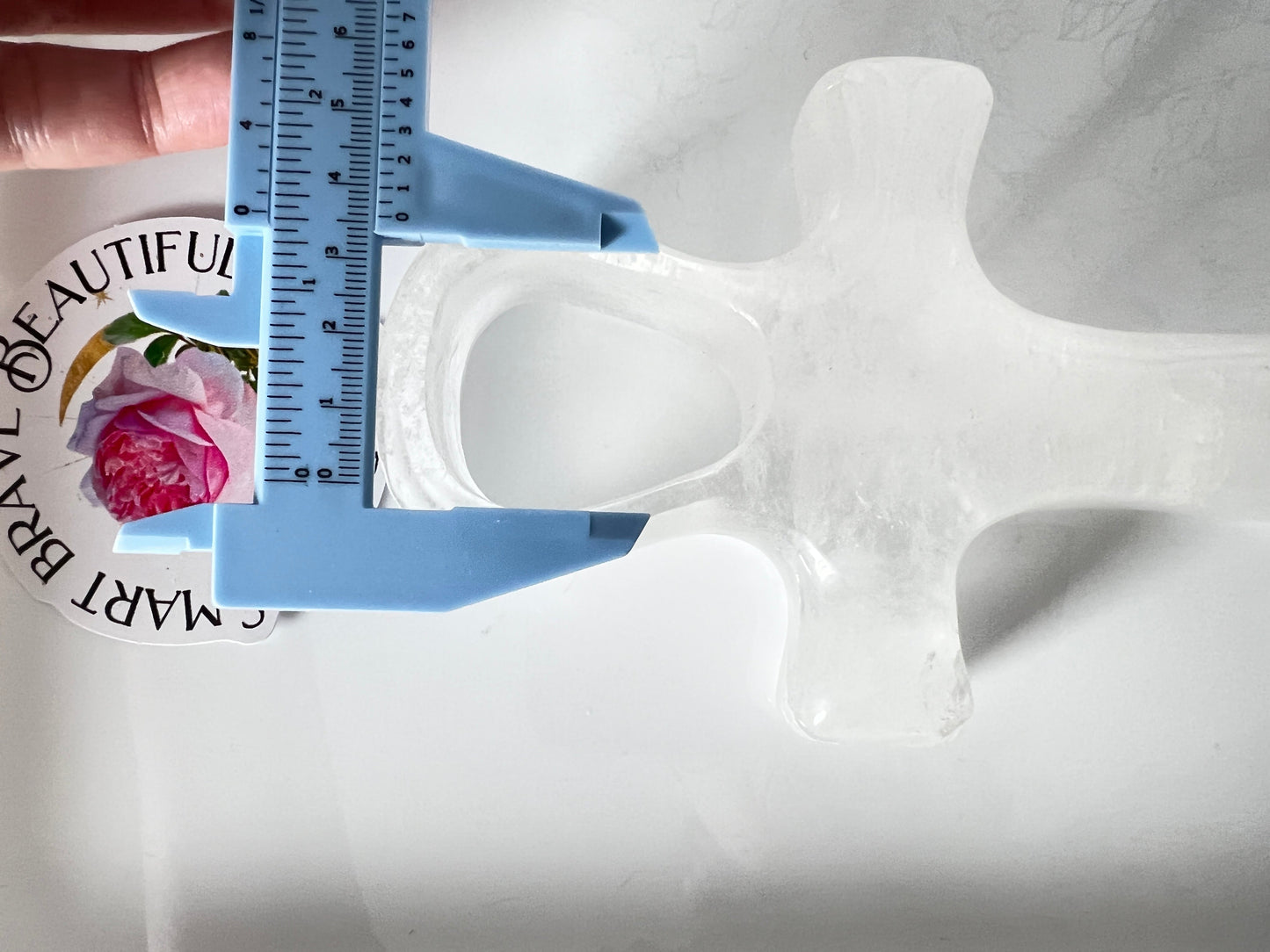 Clear Quartz Standing Ankh for Empowerment, 7x4x1 Inch, SELF STANDING