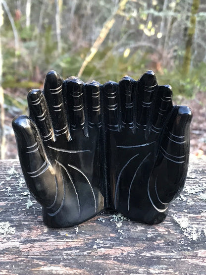 Obsidian Prayer Hands for Blessings & Boundaries, Choose Your Favorite