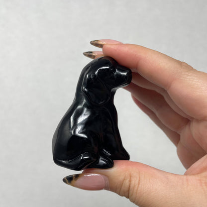 Obsidian Dog Carving