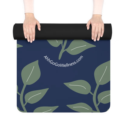 Leaf Vine Yoga Mat — Non-Slip Eco-Friendly Blue & Green - Ahh GoGo Wellness