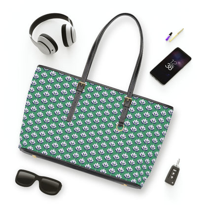 Ahh GoGo Wellness - PU Leather Shoulder Bag - White Lotus - Green