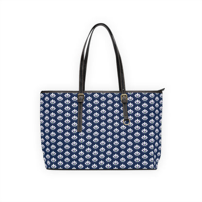 Ahh GoGo Wellness - Leather Shoulder Bag - White Lotus - Navy