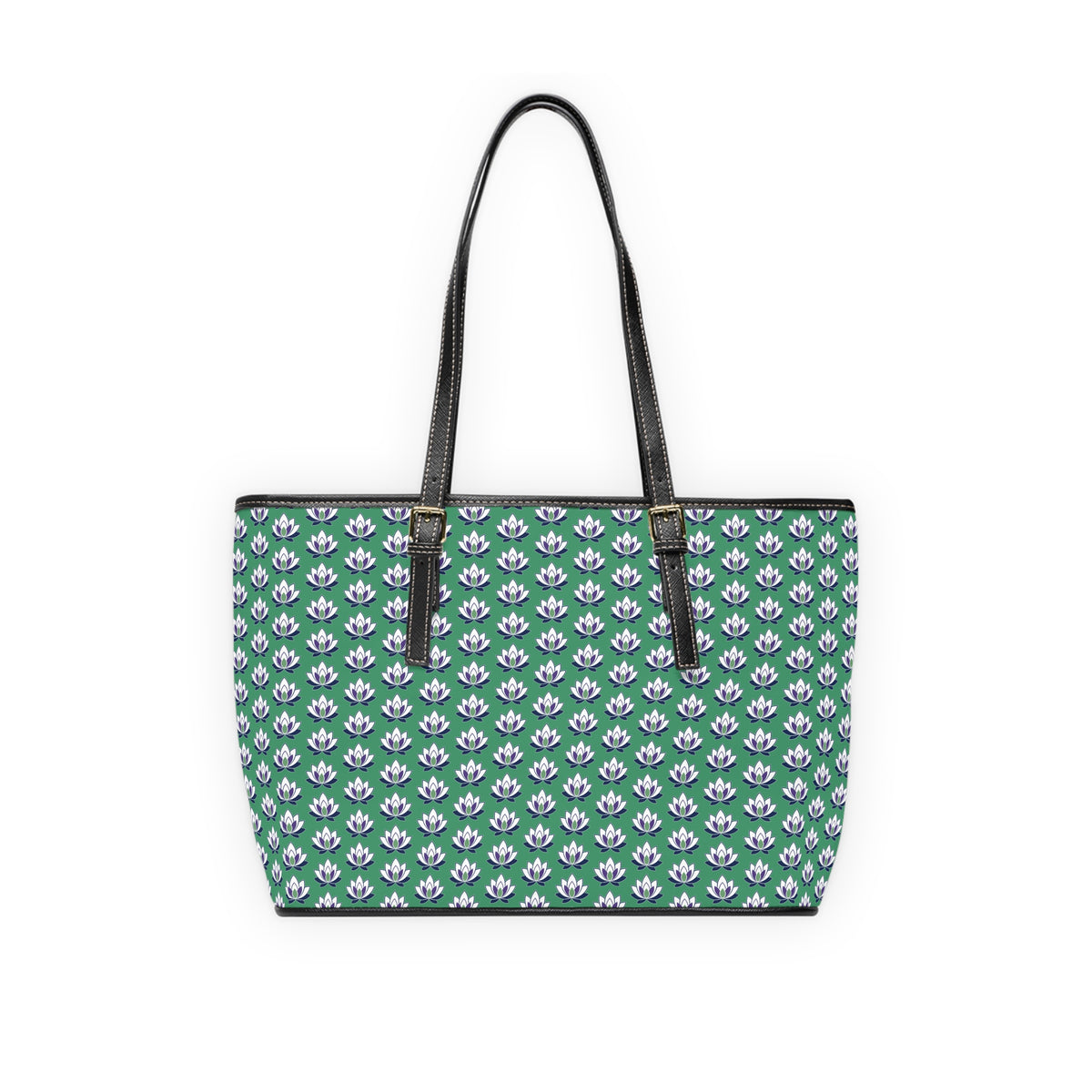 Ahh GoGo Wellness - PU Leather Shoulder Bag - White Lotus - Green