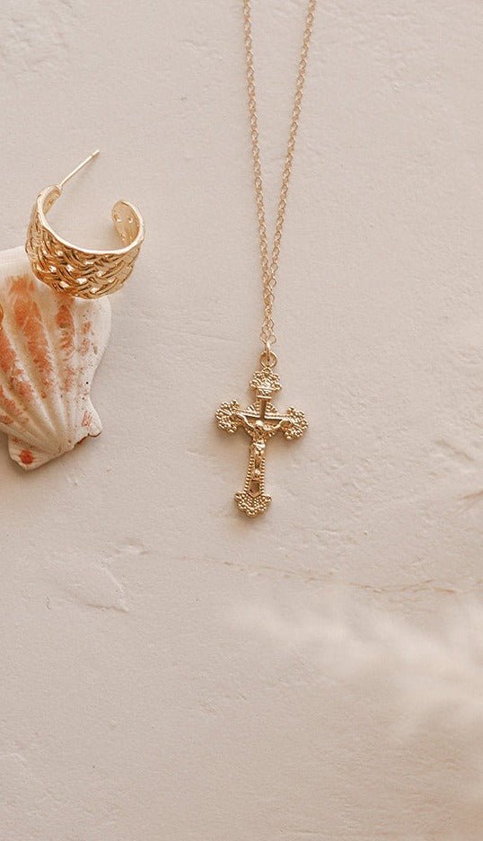 14k Gold Crucifix Necklace - Ethereal Essentials