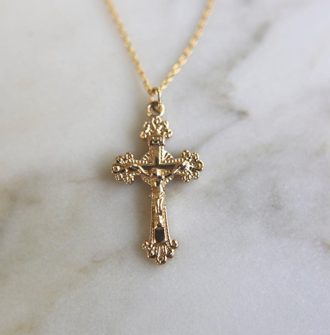 14k Gold Crucifix Necklace - Ethereal Essentials