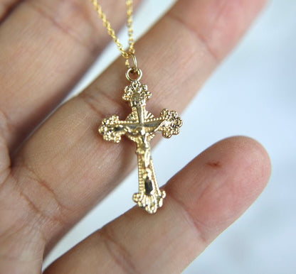14k Gold Crucifix Necklace - Ethereal Essentials
