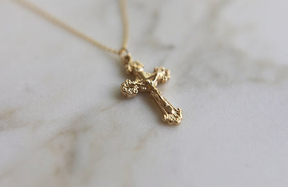 14k Gold Crucifix Necklace - Ethereal Essentials