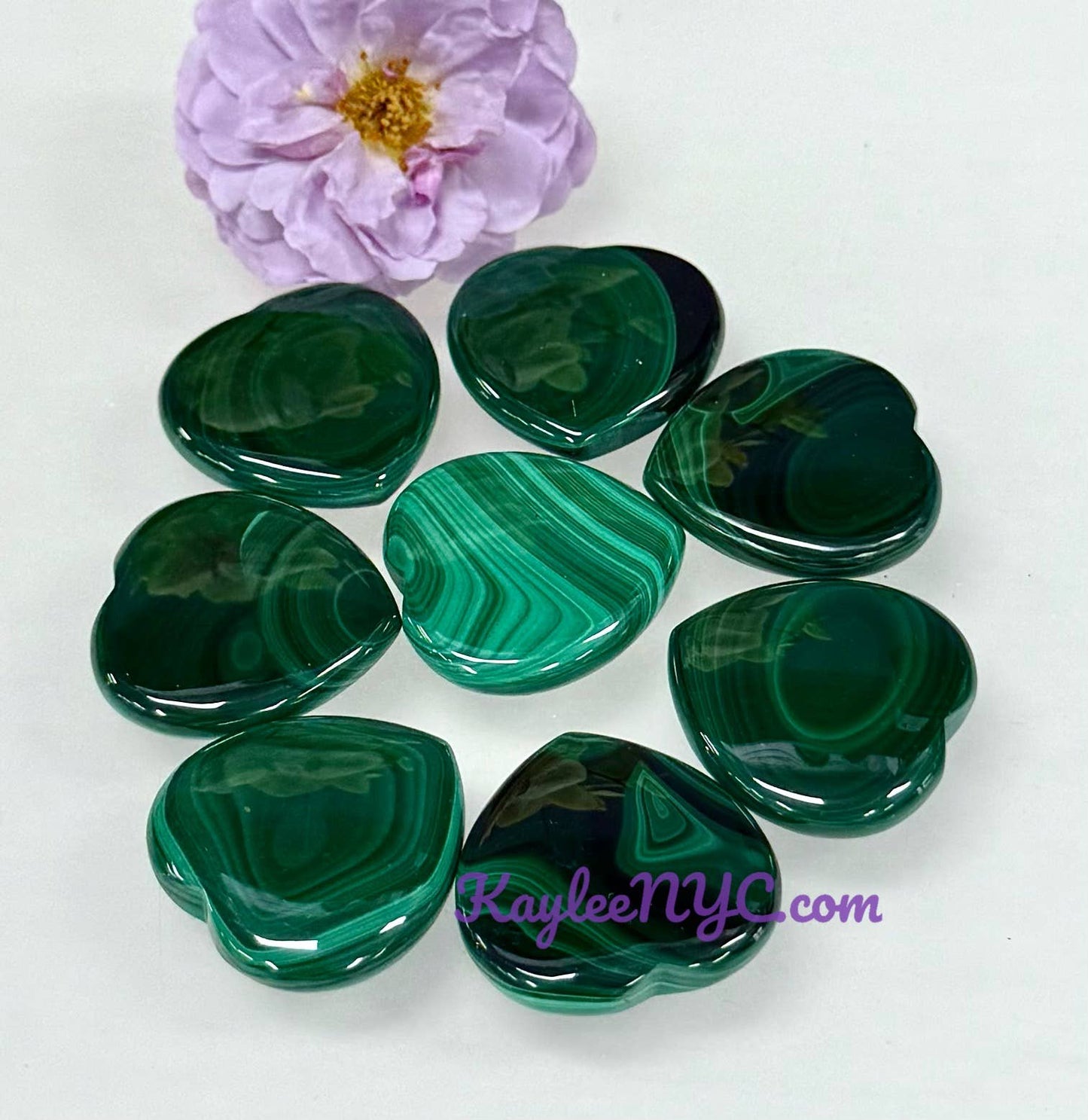 Natural Malachite Hearts 28mm Crystals Healing Energy