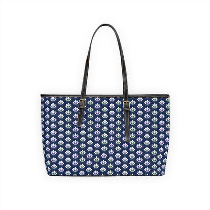 Ahh GoGo Wellness - Leather Shoulder Bag - White Lotus - Navy