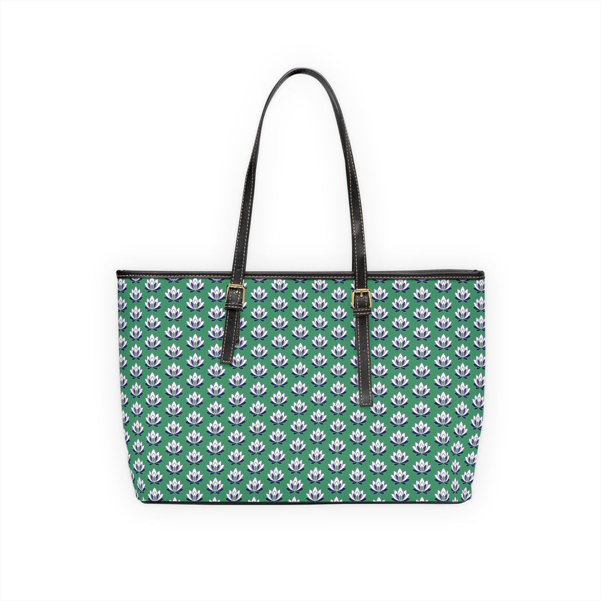 Ahh GoGo Wellness - PU Leather Shoulder Bag - White Lotus - Green