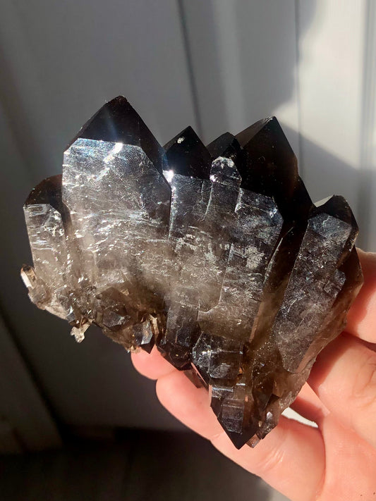 Smoky Quartz Cluster – Rare Multi-Point Formation (3”+ Long)