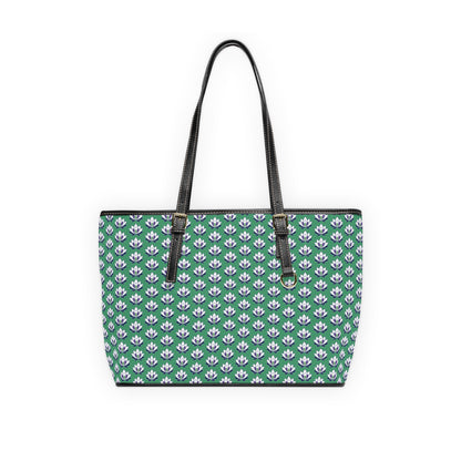 Ahh GoGo Wellness - PU Leather Shoulder Bag - White Lotus - Green
