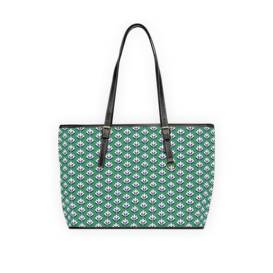 Ahh GoGo Wellness - PU Leather Shoulder Bag - White Lotus - Green