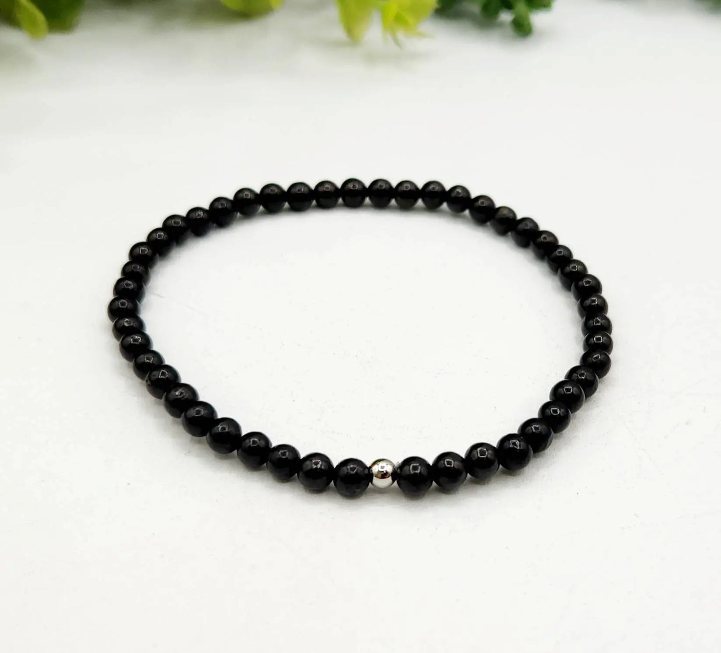 Shungite Stretchable Bracelet/Anklet 4mm Beads-8"L (EMF Protection) Meraki Gemstones