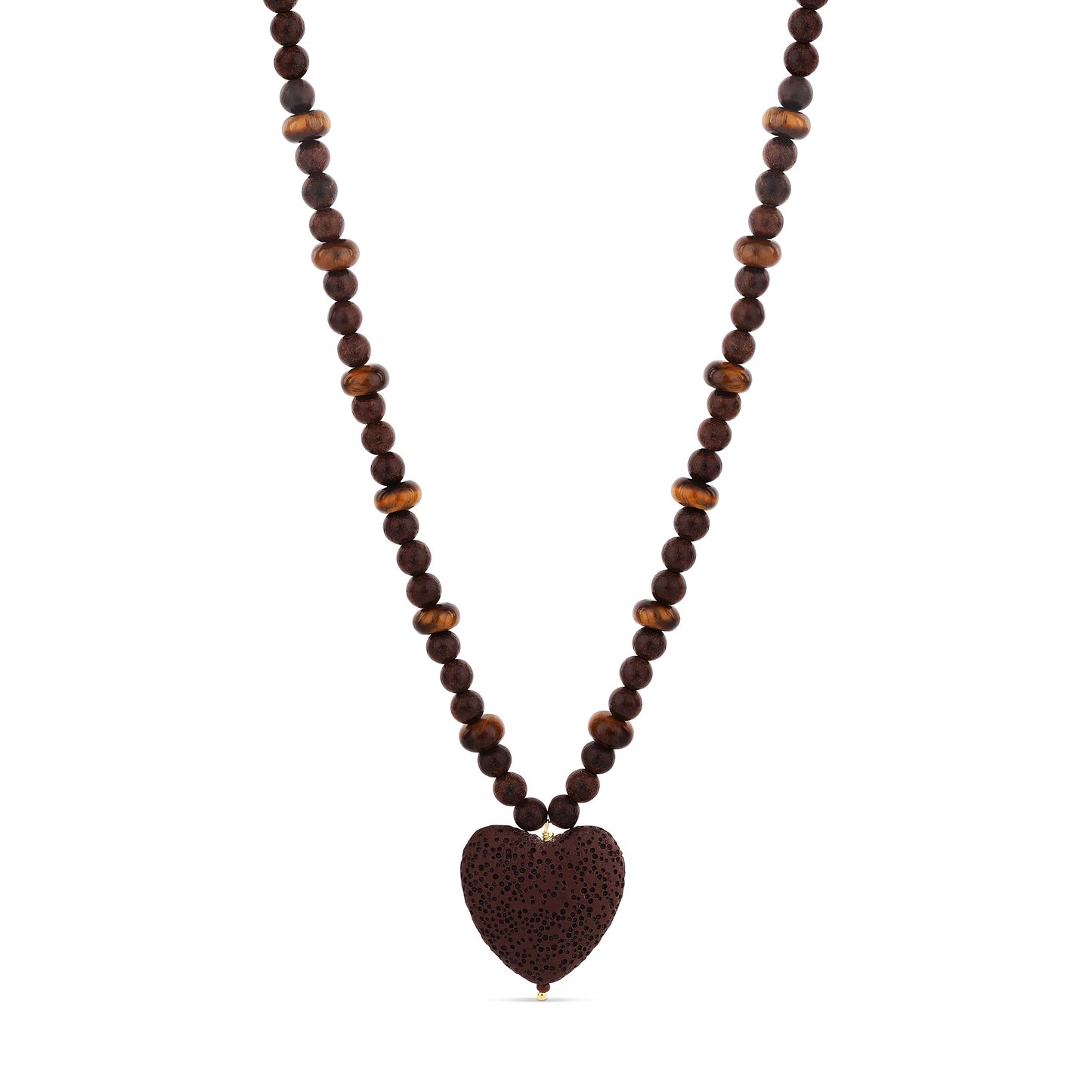 Lava Stone & Tiger’s Eye Heart Necklace