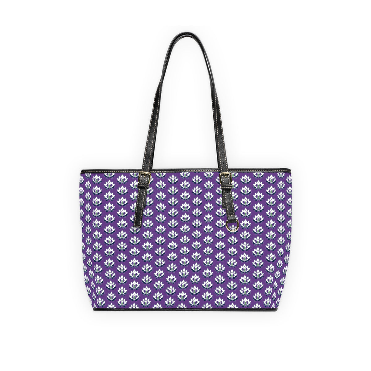 Ahh GoGo Wellness - Leather Shoulder Bag - White Lotus - Purple
