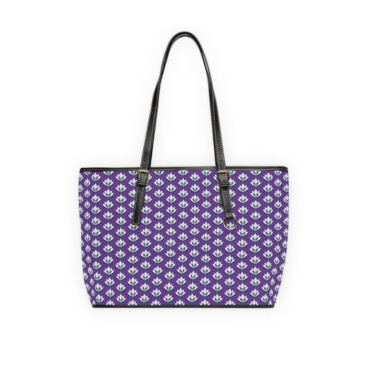 Ahh GoGo Wellness - Leather Shoulder Bag - White Lotus - Purple