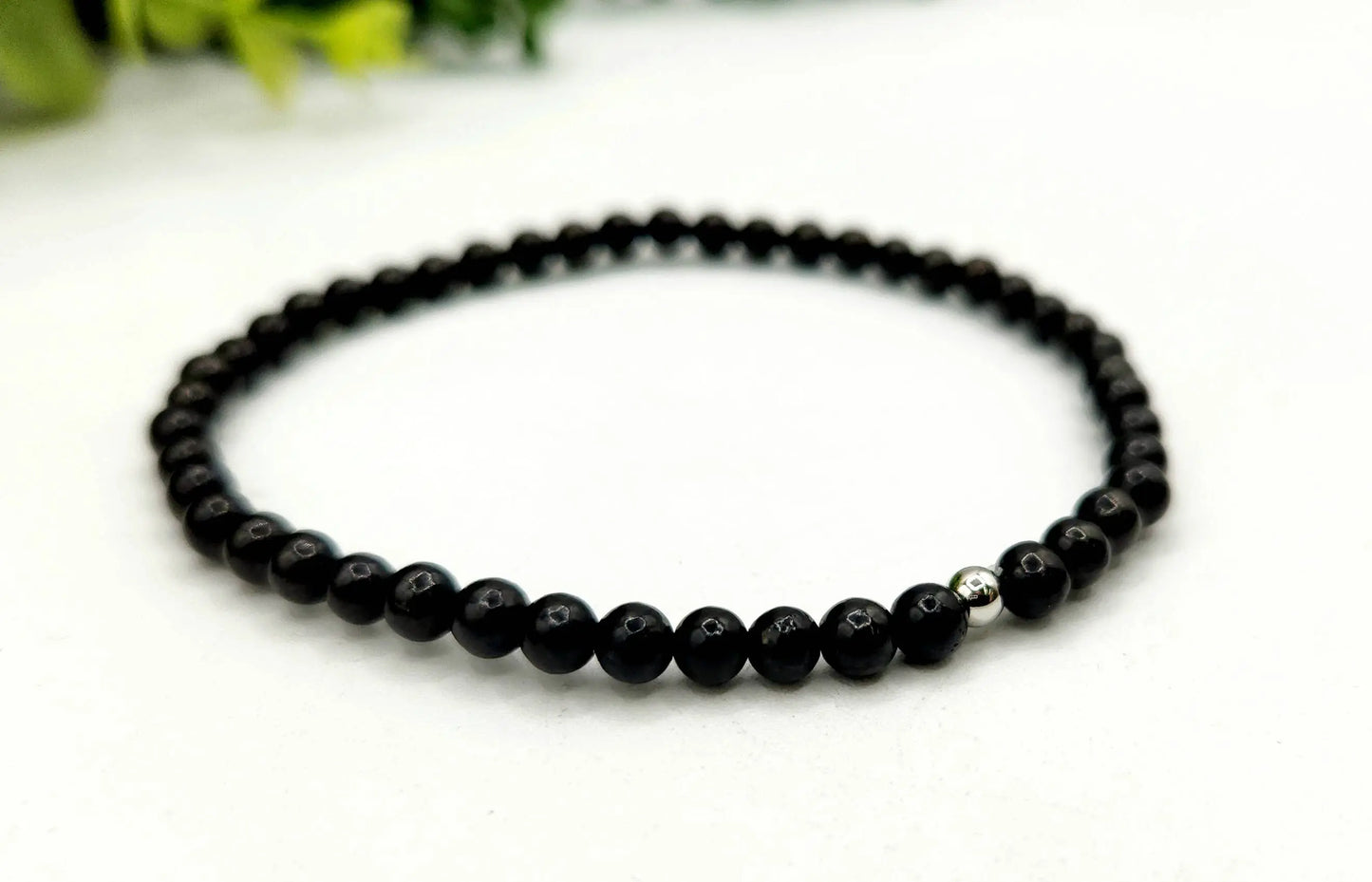 Shungite Stretchable Bracelet/Anklet 4mm Beads-8"L (EMF Protection) Meraki Gemstones