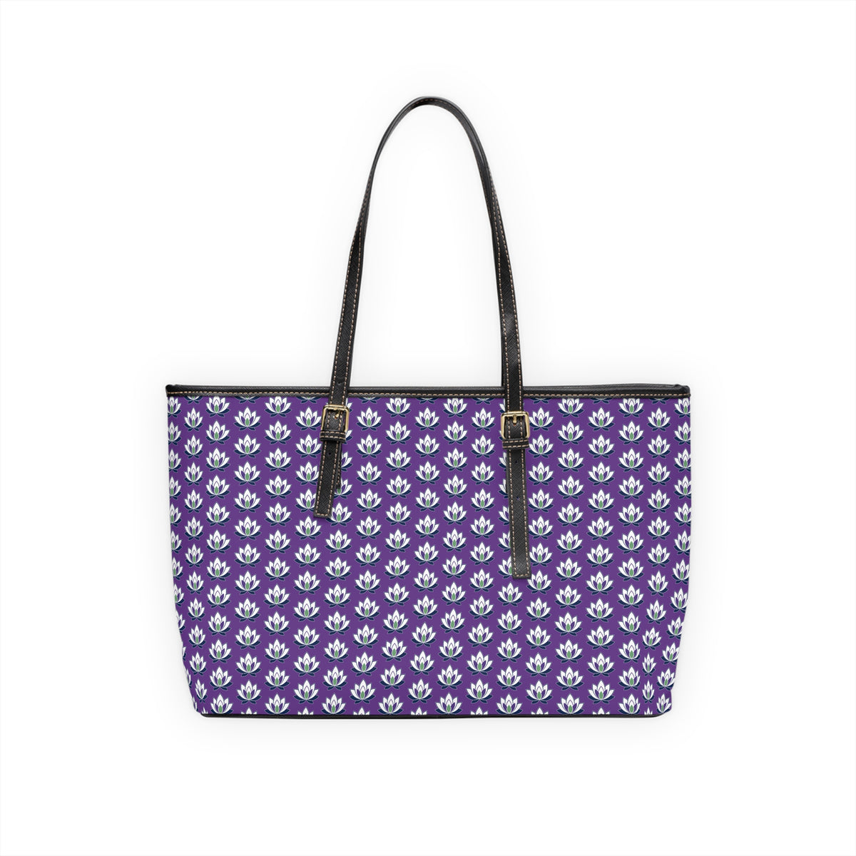 Ahh GoGo Wellness - Leather Shoulder Bag - White Lotus - Purple