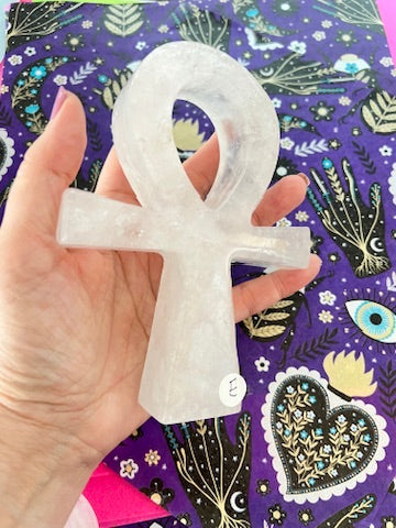 Clear Quartz Ankh Cross 6"