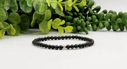Shungite Stretchable Bracelet/Anklet 4mm Beads-8"L (EMF Protection) Meraki Gemstones