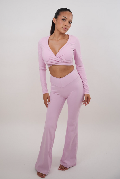 I Am Present Pink Stretch Flare Legging - Fitness, Yoga