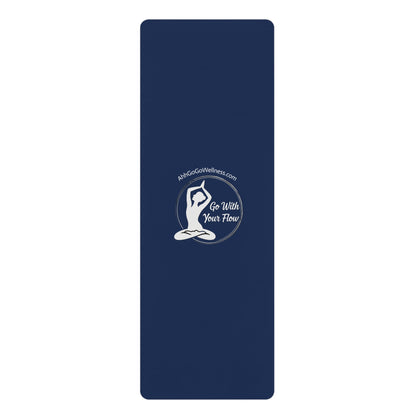 Yoga Mat - "Go With Your Flow" Blue Rubber Non-Slip Mat - Ahh GoGo Wellness
