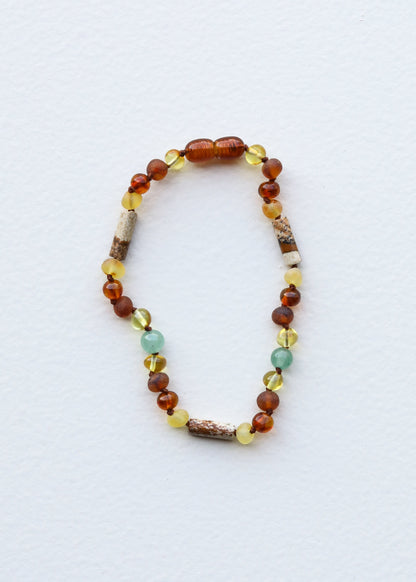 Baltic Sea Amber + Aventurine + Striped Agate || Anklet or Bracelet