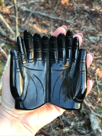 Obsidian Prayer Hands for Blessings & Boundaries, Choose Your Favorite