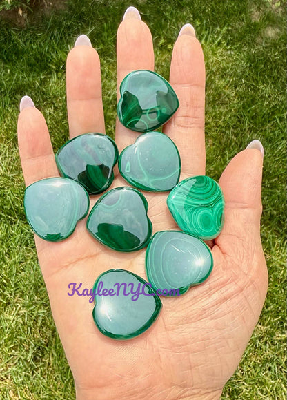 Natural Malachite Hearts 28mm Crystals Healing Energy