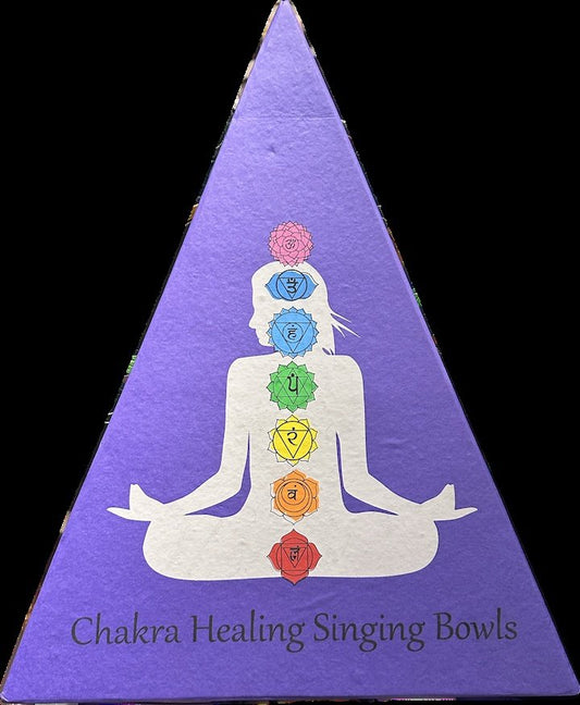 7-Chakra Singing Bowl Set in Purple Pyramid Box
