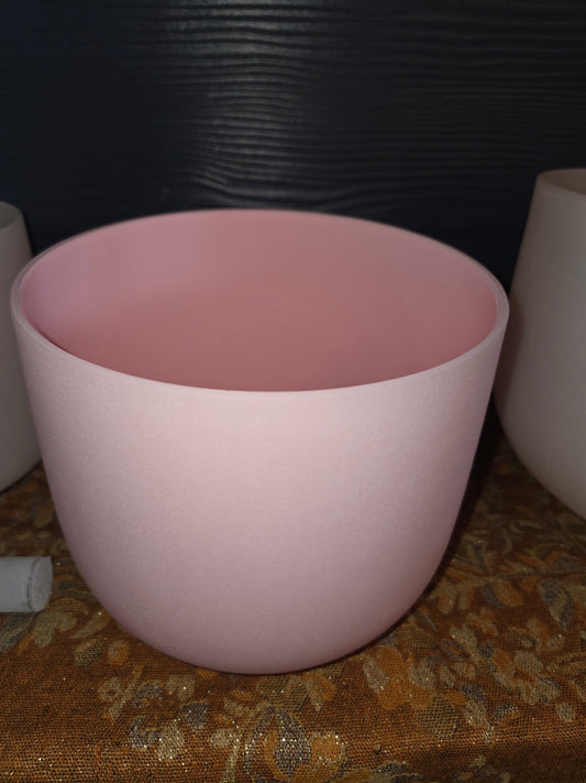 7-Piece 432Hz Pink Frosted Quartz Singing Bowl Set - Ethereal Essentials