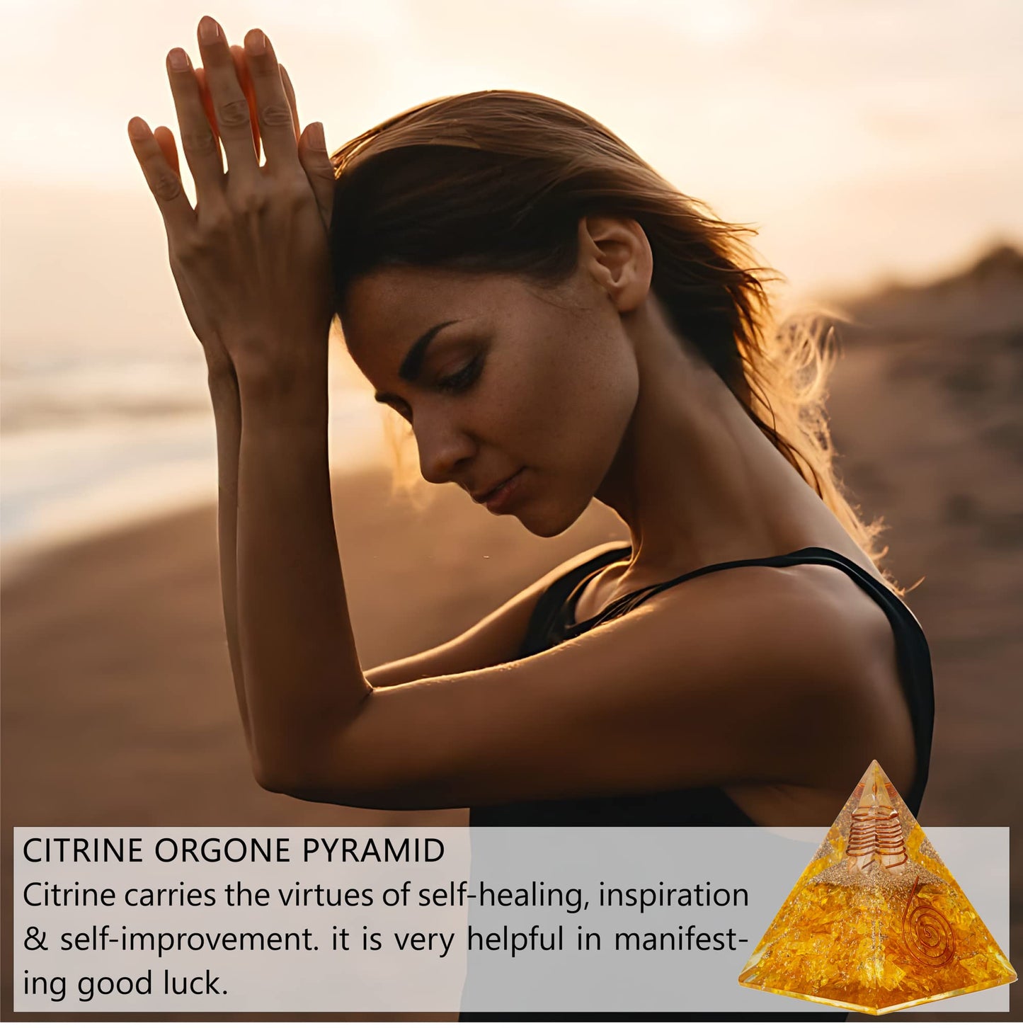 Selenite Orgonite Pyramid for Clarity, Emotional Healing, Spiritual Connection | Orgonite orgone pyramids with Copper Coil and Crystal Quartz for Chakra Protection (Selenite)