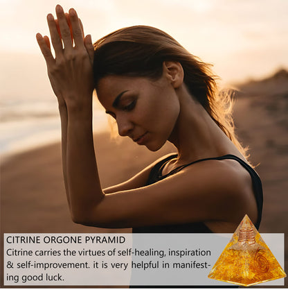 Selenite Orgonite Pyramid for Clarity, Emotional Healing, Spiritual Connection | Orgonite orgone pyramids with Copper Coil and Crystal Quartz for Chakra Protection (Selenite)