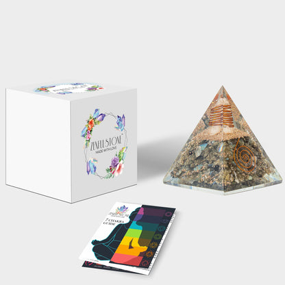 Selenite Orgonite Pyramid for Clarity, Emotional Healing, Spiritual Connection | Orgonite orgone pyramids with Copper Coil and Crystal Quartz for Chakra Protection (Selenite)