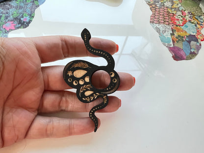 Snake Sphere Stand, Laser Carved Wood for Small Spheres, Black