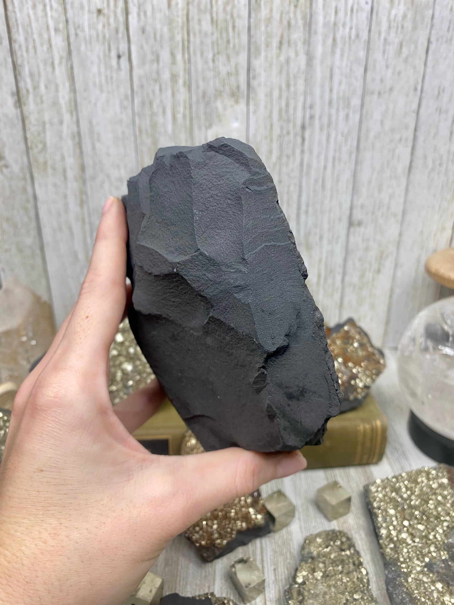 Pyrite on Shungite Raw Layered Plate | Brazil