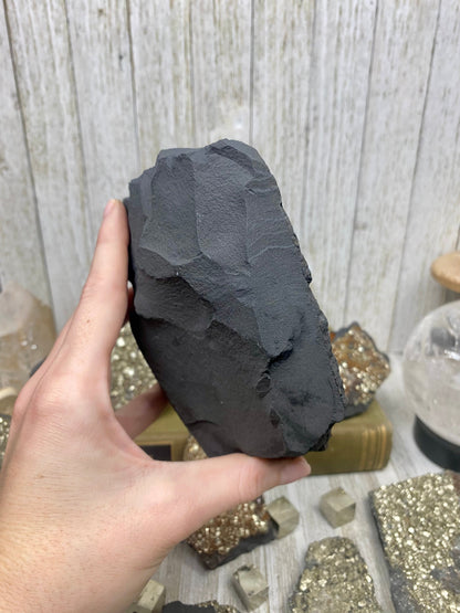 Pyrite on Shungite Raw Layered Plate | Brazil