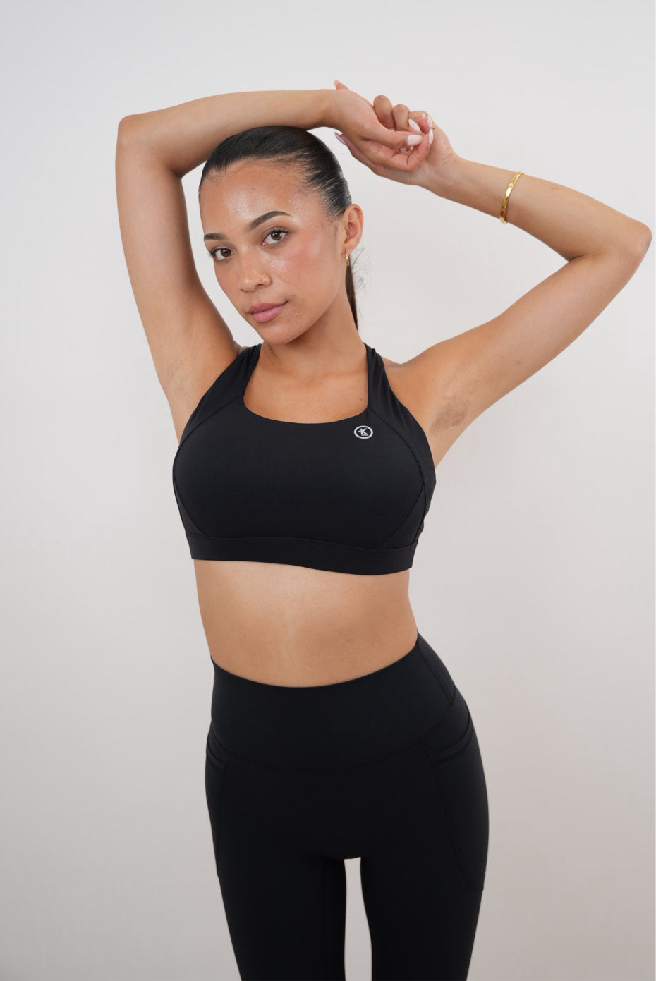 I Am Glowing Black Quick Dry Butter Bra - Fitness, Yoga