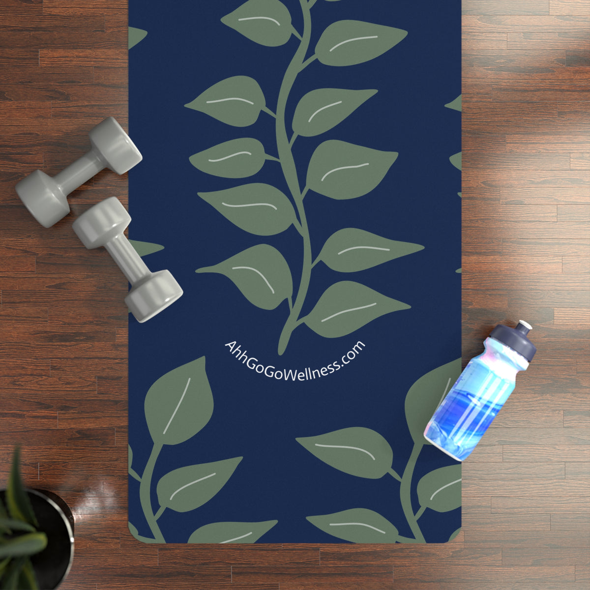 Leaf Vine Yoga Mat — Non-Slip Eco-Friendly Blue & Green - Ahh GoGo Wellness