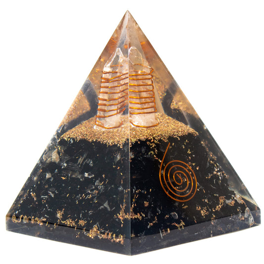 Selenite Orgonite Pyramid for Clarity, Emotional Healing, Spiritual Connection | Orgonite orgone pyramids with Copper Coil and Crystal Quartz for Chakra Protection (Selenite)