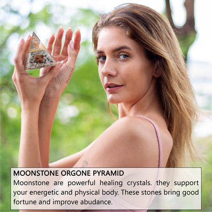 Selenite Orgonite Pyramid for Clarity, Emotional Healing, Spiritual Connection | Orgonite orgone pyramids with Copper Coil and Crystal Quartz for Chakra Protection (Selenite)