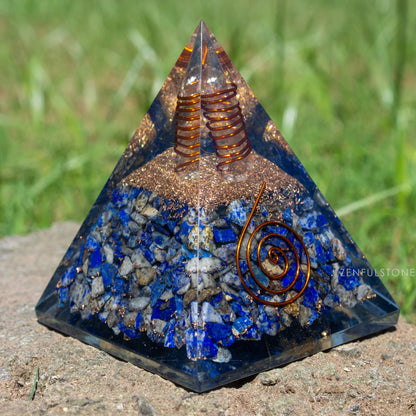 Selenite Orgonite Pyramid for Clarity, Emotional Healing, Spiritual Connection | Orgonite orgone pyramids with Copper Coil and Crystal Quartz for Chakra Protection (Selenite)