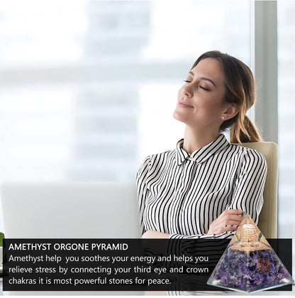 Selenite Orgonite Pyramid for Clarity, Emotional Healing, Spiritual Connection | Orgonite orgone pyramids with Copper Coil and Crystal Quartz for Chakra Protection (Selenite)