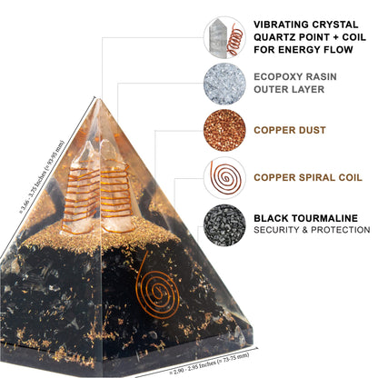 Selenite Orgonite Pyramid for Clarity, Emotional Healing, Spiritual Connection | Orgonite orgone pyramids with Copper Coil and Crystal Quartz for Chakra Protection (Selenite)