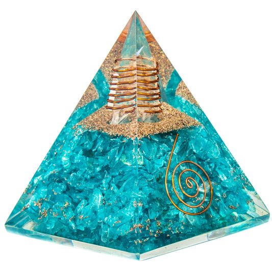 Selenite Orgonite Pyramid for Clarity, Emotional Healing, Spiritual Connection | Orgonite orgone pyramids with Copper Coil and Crystal Quartz for Chakra Protection (Selenite)