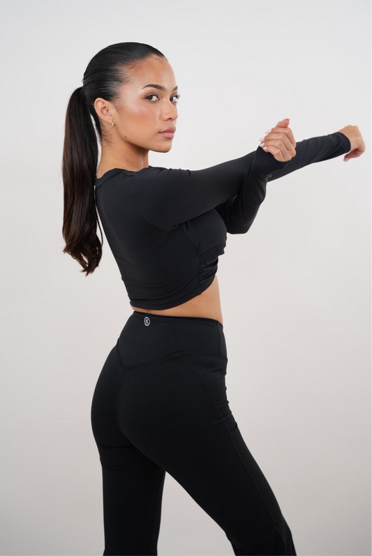 I Am Present Black Elegant Top - Fitness, Yoga