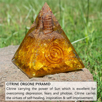 Selenite Orgonite Pyramid for Clarity, Emotional Healing, Spiritual Connection | Orgonite orgone pyramids with Copper Coil and Crystal Quartz for Chakra Protection (Selenite)