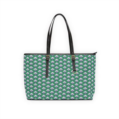Ahh GoGo Wellness - PU Leather Shoulder Bag - White Lotus - Green